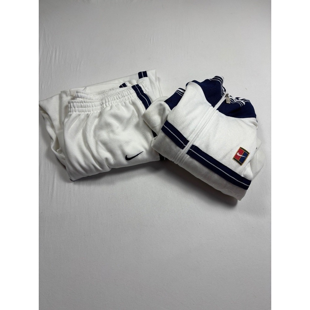 Vintage Nike Court Track Jacket Pants Suit Men's XXL White Navy Full Zip Tennis